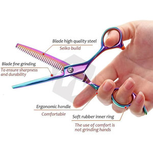 Tijeras de Entresacar para Peluquería, Recubrimiento de Titanio Múltiple, Diseño Personalizado, Ligeras y Elegantes - Product Image 3