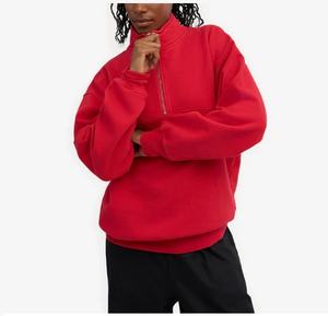 Mesdames CVC Sweatshirt polaire à manches longues et fermeture éclair Logo personnalisé Rouge écarlate Automne Meilleure qualité Export Bangladesh - Product Image 2