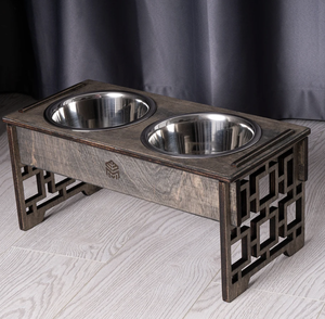 Durable Solid Wood Pet <b>Bowl</b> Stand Classic Dining Table With Stainless Steel Bamboo Cat or <b>Dog</b> Feeder - Product Image 2