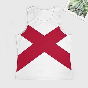 Camiseta sin mangas con cuello redondo y estampado digital de la bandera del estado de Alabama para hombre, 100% algodón, tejida, deportiva, para entrenamiento, gimnasio y fitness. - Product Image 2