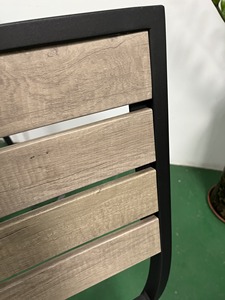 Ngoài trời thương mại nhôm bạc ánh sáng màu xám tếch Bar Chiều cao Ghế Nhà Hàng bàn ăn ngoài trời đặt nhựa gỗ barstool - Product Image 3