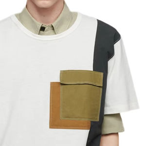 Camiseta de Hombre Oversize Personalizada al por Mayor con Bloques de Color, Cuello Redondo, Manga Corta y Bolsillo - Product Image 2