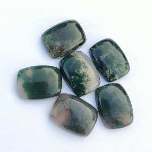 Agate mousse octogone calibré taille 4x6mm à 20x30mm dos plat pierre précieuse en vrac pour la fabrication de bijoux de boucles d'oreilles en argent - Product Image 3