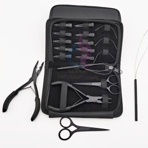 Kit d'outils d'extension de cheveux en acier inoxydable durable de haute qualité attaché à la main pince à cheveux de couleur noire pinces à ciseaux - Product Image 3