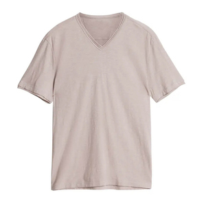 เสื้อยืดคอวีแขนสั้นลำลองทรงเข้ารูปกล้าม100% เสื้อยืดเปล่าแขนสั้นผ้าคอตตอน - Product Image 5