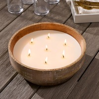 Support de bougie en bois artisanal de qualité supérieure, rond doré, logo personnalisé, prix bas, bois de manguier, décoration de Noël, décoration de mariage