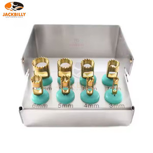 Medic Instruments Trephine Drills Kit 8 Pcs Implant Chirurgical Bone Drills CE Blue Titanium Gold Black Holder Trephine Bur Set - Product Image 3