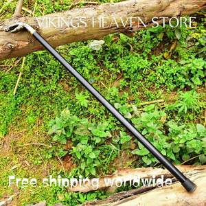 Bâton de canne de marche à poignée en métal vintage avec embout en caoutchouc randonnée Camping Trekking activité de plein air pôle polyvalent pôle de trekking - Product Image 2