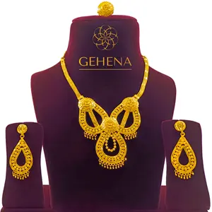 fashion cheap wholesale women earring ring necklace jewelry set crystal rhinestone colored women ladies jewelry set
