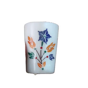 Verre à liqueur en marbre blanc incrusté, fait à la main, motif floral, pierre Pietra Dura, mini gobelet décoratif, vaisselle artisanale d'Agra, antique - Product Image 1