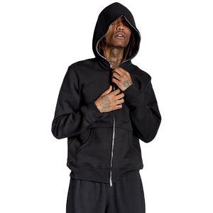 2023 Custom Casual Full Zip Hoodie High Quality 100% Cotton Long Sleeve <b>Cropped</b> <b>Top</b> for Gym Pullover-for Autumn - Product Image 5