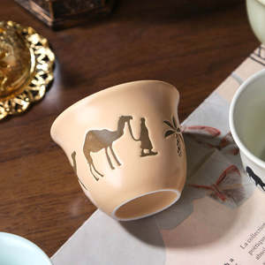 Pots et tasses rustiques arabes, soucoupes à thé en céramique artisanales, collection de poterie de style rustique - Product Image 6