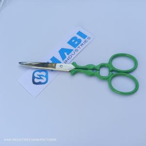 Ciseaux à broder professionnels en acier inoxydable, manche vert, pour droitiers, durables, pour nail art - Product Image 1