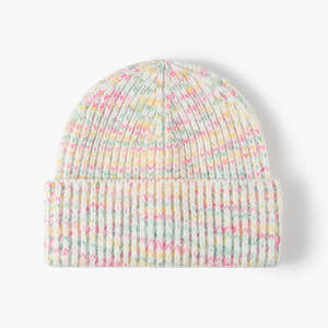 Bonnet d'hiver coloré mélange de couleurs confortable Bonnet en tricot d'hiver Bonnet en tricot multicolore avec revers OEM/ODM - Product Image 3