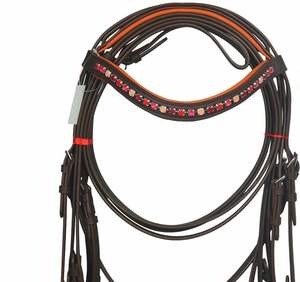 Precio inmejorable para brida de equitación de calidad superior Tachuela ecuestre de cuero duradero con relleno suave Color negro - Product Image 1