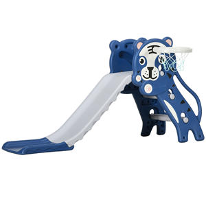 Aiyaplay สไลด์สำหรับเด็ก18-36เดือนพร้อมห่วงบาสเกตบอล PE ด้านข้าง133X60X70ซม. สีน้ำเงินและสีเทา - Product Image 1