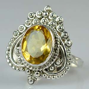 Bague en argent sterling 925 avec citrine, faite à la main, pierre précieuse ovale jaune naturelle, bijou de promesse, rhodié, cadeau de pierre de naissance de novembre pour elle - Product Image 3
