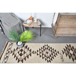 Vintage 18x11.7ft Turkish Bohemian Area <b>Rug</b> Beige Brown Patchwork Wool Latex Backing Classic Large Rectangle Hallway Design <b>Boho</b> - Product Image 2