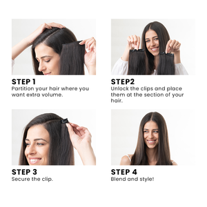 Extensions de cheveux Remy indiennes à clipser, paire de mèches latérales à trame unique - Product Image 3