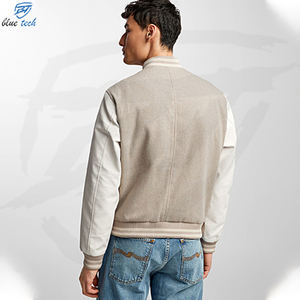 Wholesale Custom <b>Men's</b> Street Varsity Jackets Winter Baseball Letterman Bomber Jacket Stand <b>Belt</b> Embroidery Decoration Fabric - Product Image 3
