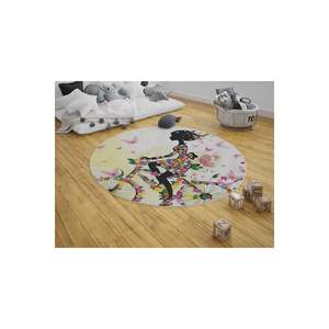 Alfombra redonda de diseño de mariposa para adolescentes, lavable, antideslizante, de PVC y goma para uso en dormitorio y sala de estar - Product Image 1