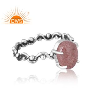 Meilleure vente 925 argent Sterling naturel fraise Quartz bague en pierres précieuses fabricant de bijoux personnalisés - Product Image 4