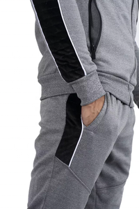 2026 Custom-Grey and Lined-Black Color-Plain Fleece Tracksuits For Men's Slim-Fit Tracksuit For Men's - Product Image 3