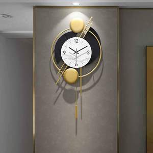 <b>Black</b> & Golden Finishing Metal Frame Wall Clock for Livingroom, Premium Quality <b>Decorative</b> Metal Wall Clock For Hallway - Product Image 4