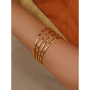 ชุดกำไลข้อมือทอง 18K ชุบทองคำแท้ 4 วง สีขาว/ดำ/ชมพูเข้ม/น้ำเงิน/เขียวเข้ม ขนาด 2.2-2.8 ซม. รุ่น TMPBAN115 - Product Image 2