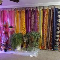 Cortinas de Sari de Seda Vintage de Estilo Tradicional al por Mayor, Cortinas Profesionales Recicladas de Saree Antiguo, Cenefas para Ventanas Francesas