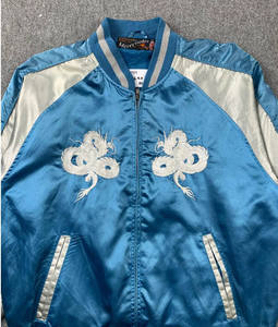 Veste de baseball en satin pour homme, style streetwear, tendance, col montant, respirante, poches latérales - Product Image 4