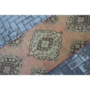 Vintage Turkish Rug, 2.4x11.3 ft <b>Runner</b> Rug, <b>Red</b> Brown Ikat Rug - Product Image 5