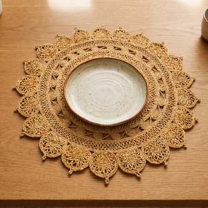 Handcrafted Natural Jute <b>Table</b> <b>Placemat</b> with Lace Edge Design Eco-Friendly Boho Dining Mat <b>for</b> Home & Restaurant Use - Product Image 3