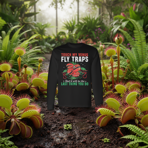 T-shirt promotionnel à manches longues avec motif de plante carnivore botanique colorée Venus Flytrap - Product Image 3
