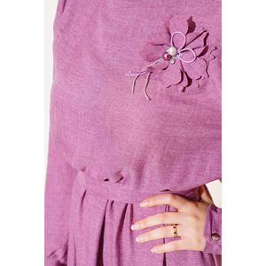 Vestido de lino con botones en las muñecas Dusty Rose - Product Image 1