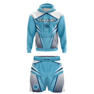 Ensembles de sweats à capuche personnalisés Sweats à capuche vierges pour hommes à manches courtes Sweats à capuche de sport légers avec ensemble de shorts - Product Image 1