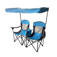 Chaise de plage moderne pour camping double pour deux personnes Chaise de pêche pliable avec auvent en métal durable pour parc et école