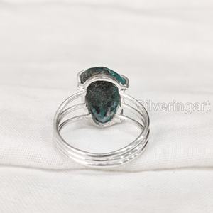 เครื่องประดับหินหยาบแหวนผู้หญิงพลอยเทอร์ควอยซ์ธรรมชาติ December birthstone 3วงแหวนเงินสเตอร์ลิง925สำหรับงานเลี้ยง - Product Image 5