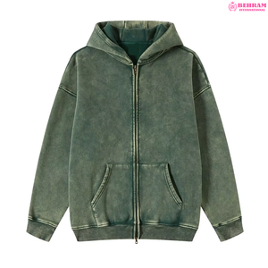 Sudadera con Capucha Unisex Personalizada, Corte Regular, Hombros Caídos, Estilo Vintage, Lavado Ácido, Cierre de Cremallera, Térmica, Gruesa, 100% Poliéster, Transpirable - Product Image 2