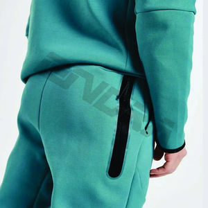 Nouveau design pantalon de survêtement musculaire Full Zip Up Hoodies Hommes Polyester tech polaire deux pièces Sportswear jogger survêtements - Product Image 6