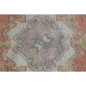 Alfombra Turca Vintage Pequeña de 1,4x3 pies (42x90 cm), Alfombra Roja a Rayas - Product Image 5