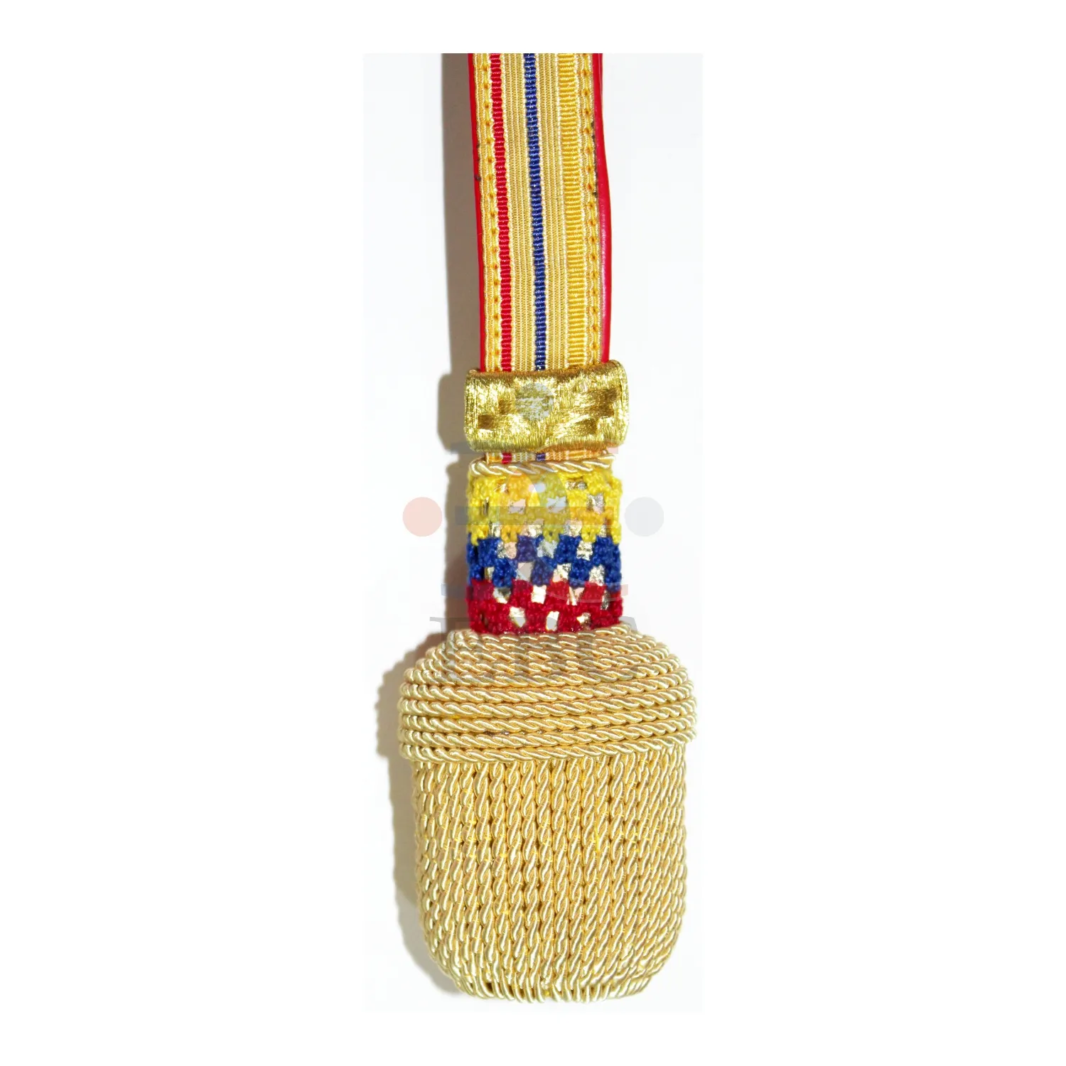 Zuid-Amerikaanse 3 Kleuren Geel Blauw Rood Goud Edelmetaal Zwaard Knoop Ceremoniële Uniform Uitrusting Franse Draad Gevlochten Kwast