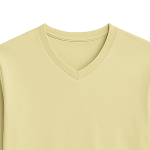 เสื้อยืดคอวีแขนยาวผู้ชาย สีเหลือง ผ้าฝ้ายออร์แกนิค 100% ระดับพรีเมียม ผ่านการรับรอง GOTS ผ้าไม่หด ระบายอากาศได้ดี - Product Image 5