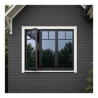 Ventana Abatible Moderna de Aluminio con Rotura de Puente Térmico para Exteriores, Triple Vidrio Aislante, Antirrobo, Resistente a la Carga del Viento, Estilo T-Grid
