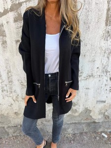 2025 Otoño/Invierno nuevo estilo mujer de manga larga con capucha suelta moda Casual de longitud media cárdigan <span class=keywords><strong>abrigo</strong></span> - Product Image 1