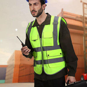 Chaleco DE TRABAJO transpirable Reversible profesional para adultos Chaleco de seguridad de verano con rayas reflectantes y bolsillos para herramientas - Product Image 2