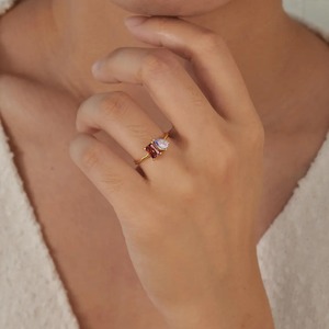 คุณภาพสูงที่กำหนดเอง Toi et Moi แหวนมรกตลูกแพร์ตัดหินทอง14K Vermeil ของขวัญคู่รักเครื่องประดับครบรอบ - Product Image 4