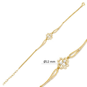 Pulsera Baguette con abalorio de flor para mujer, joyería de plata de ley 925 hecha a mano, nueva moda - Product Image 2