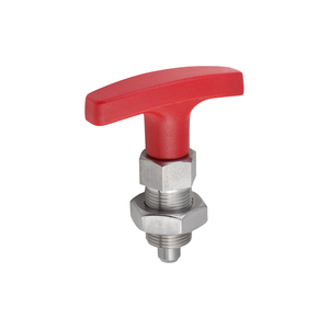 Perno de Indexación de Acero Inoxidable K1124 con Manija en T y Tuerca de Bloqueo M12x1.5 D6 Forma B, Poliamida Roja para Fijación Industrial - Product Image 2