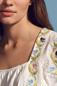 Blusa Étnica Hecha a Mano para Verano, Camisa Tradicional Rumana Casual para Invierno, Tejida Bordada por Diseñador - Product Image 4